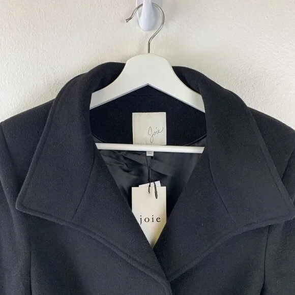 NWT Joie Hesperina Faux Fur Cuff Wool Blend Coat Size S
